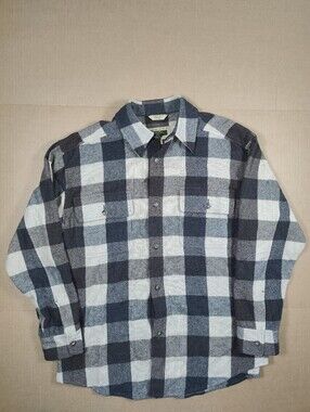 Joseph Abboud Men Wool Brown Plaid Flannel Button Down Shirt Size M